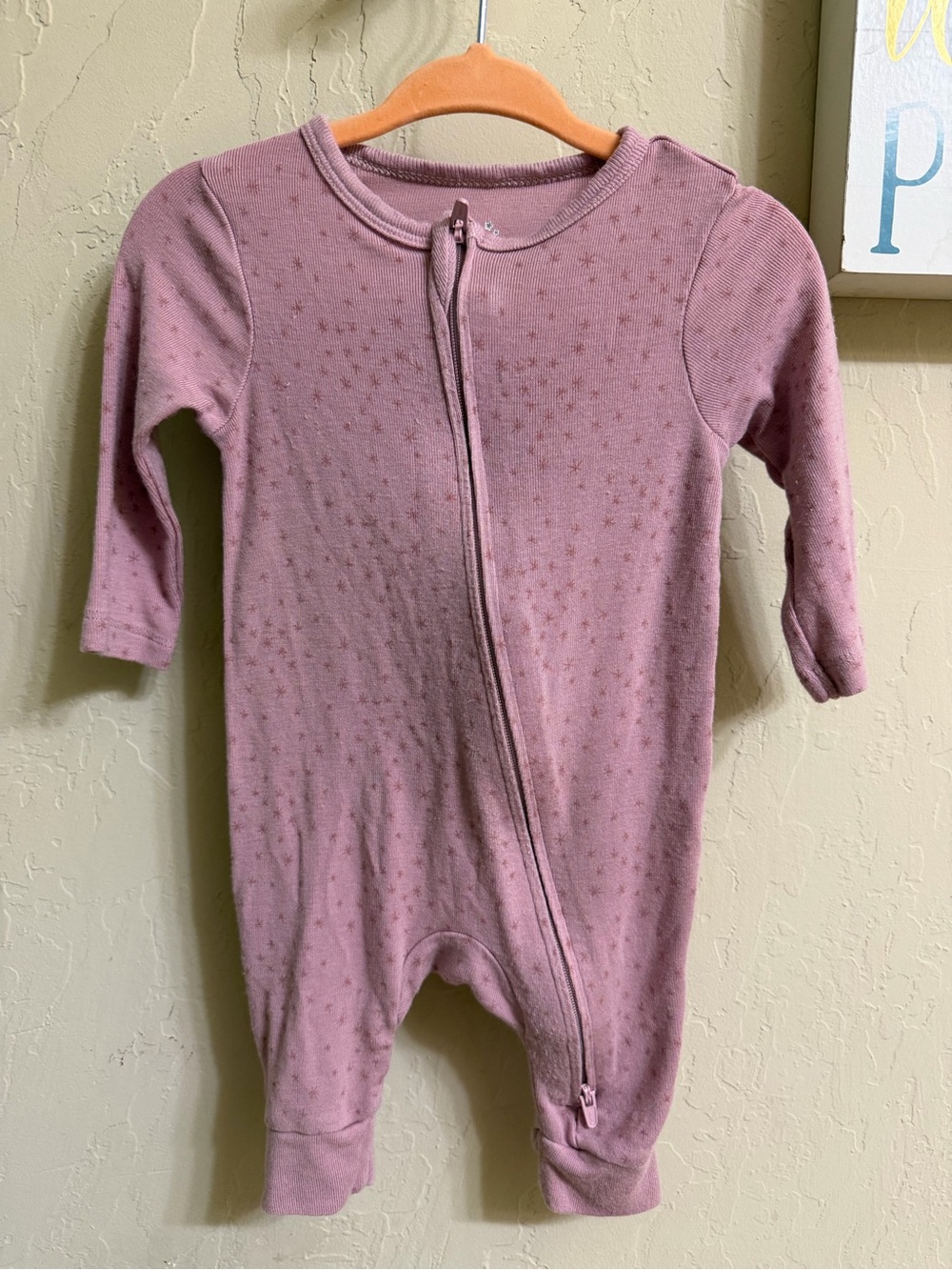 💜cloud island Dusty Mauve Star-Print Zip One-Piece Footie